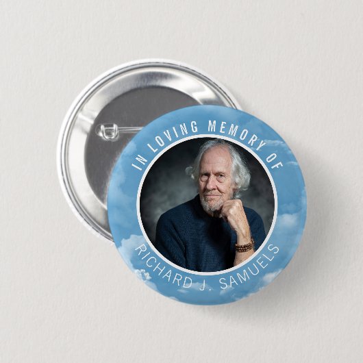 Loving Memory写真の青い空の白い雲 缶バッジ (正面&裏面)