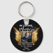 Loving Memory写真の黒と金ゴールドカスタムの写真 キーホルダー (正面)