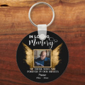 Loving Memory写真の黒と金ゴールドカスタムの写真 キーホルダー (正面)