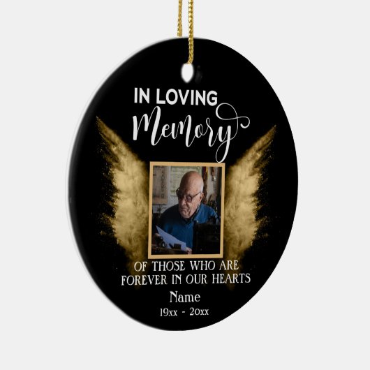 Loving Memory写真の黒と金ゴールドカスタムの写真 セラミックオーナメント (右)