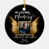 Loving Memory写真の黒と金ゴールドカスタムの写真 セラミックオーナメント (正面)