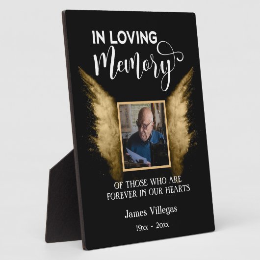 Loving Memory写真の黒と金ゴールドカスタムの写真 フォトプラーク (側面)