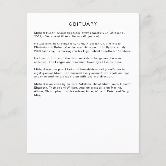 Loving Memory写真コラージュ死亡者記念碑 チラシ (裏面)