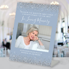 Loving Memory写真ダスティブルーシルバー結婚ズ 台座サイン