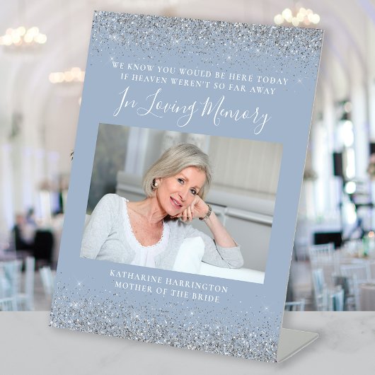 Loving Memory写真ダスティブルーシルバー結婚ズ 台座サイン