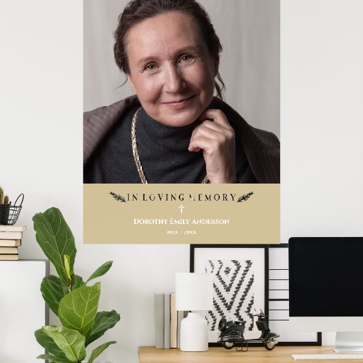 Loving Memory写真ミニマルな愛する人の金ゴールド ポスター (ホームオフィス)