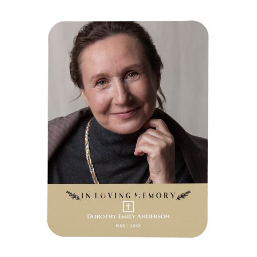 Loving Memory写真ミニマルな愛する人の金ゴールド マグネット (縦)