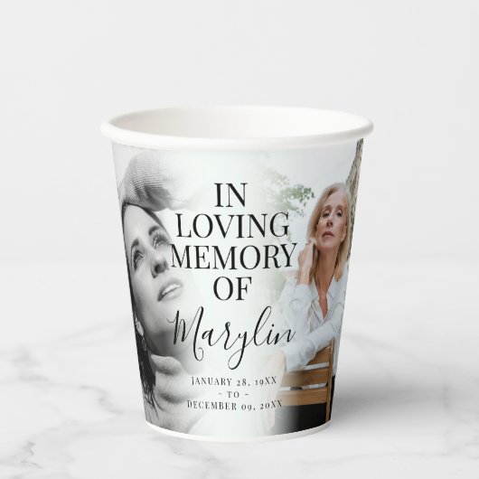 Loving Memory前後のフォト悔やみや弔慰 紙コップ (正面)