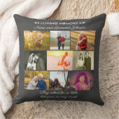 Loving Memory引用文と9フォトコラージンググレー クッション (ブランケット)