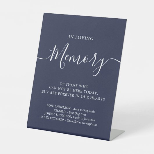 Loving Memory結婚's Memorial Navy Blue 台座サイン (正面)