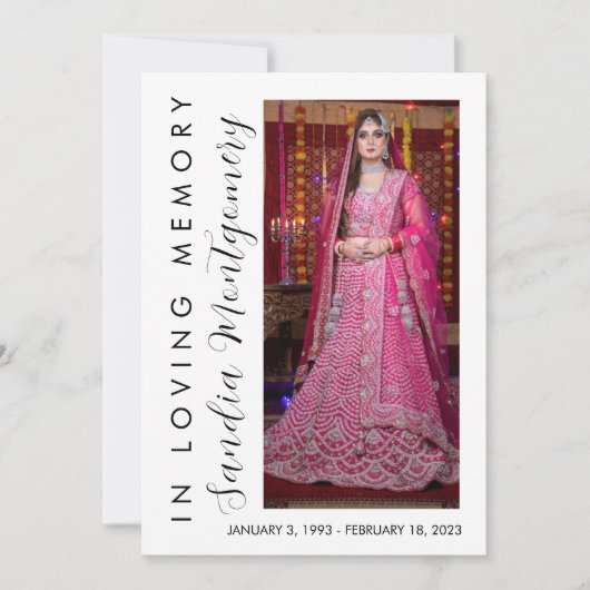 Loving Memory葬儀プログラムの縦文字 招待状 (正面)