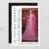 Loving Memory葬儀プログラムの縦文字 招待状 (正面/裏面)