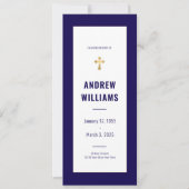 Loving Memory葬儀プログラムネイビー&金ゴールド 招待状 (正面)