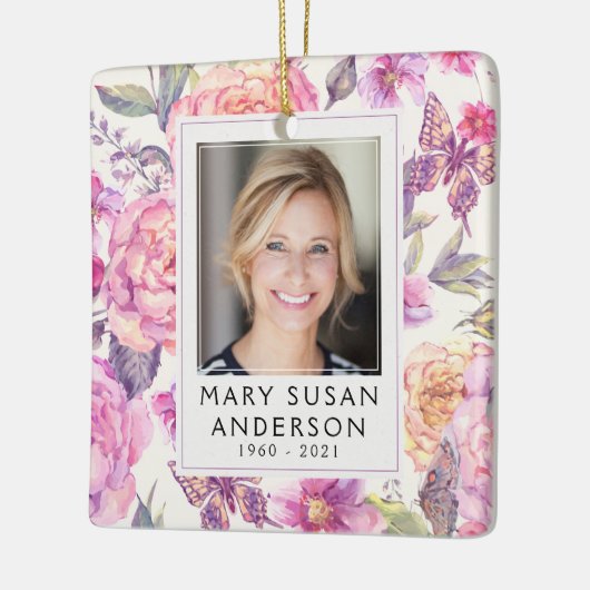 Loving Memory記念ピンクのフローラ記念 セラミックオーナメント (左)