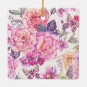 Loving Memory記念ピンクのフローラ記念 セラミックオーナメント (裏面)