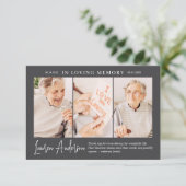 Loving Memory記念モダン3シンプル写真 サンキューカード (スタンド正面)