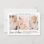 Loving Memory記念モダン3シンプル写真 サンキューカード (正面)