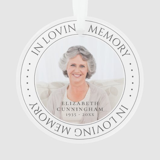 Loving Memory記念撮影シンプルエレガント写真 オーナメント (裏面)
