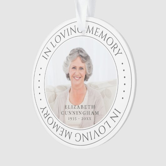 Loving Memory記念撮影シンプルエレガント写真 オーナメント (正面)