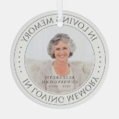 Loving Memory記念撮影シンプルエレガント写真 ガラスオーナメント (裏面)