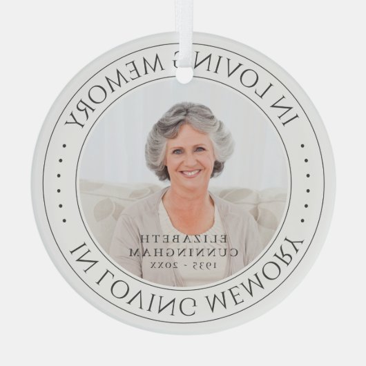 Loving Memory記念撮影シンプルエレガント写真 ガラスオーナメント (裏面)
