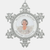 Loving Memory記念撮影シンプルエレガント写真 スノーフレークピューターオーナメント (正面)