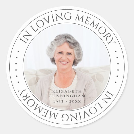 Loving Memory記念撮影シンプルエレガント写真 ラウンドシール (正面)