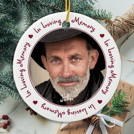 Loving Memory赤いクリスマス記念の写真 セラミックオーナメント