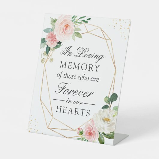 Loving Memory金ゴールド幾何学的赤面フローラ 台座サイン (正面)