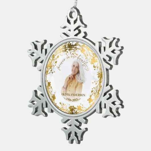 Loving Memory金箔フォトメモリアル スノーフレークピューターオーナメント (右)