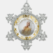 Loving Memory金箔フォトメモリアル スノーフレークピューターオーナメント (正面)