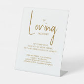 Loving Memory エレガント金ゴールド結婚記念碑 台座サイン (正面)