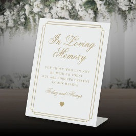 Loving Memory エレガント金ゴールド結婚 Memorial 台座サイン