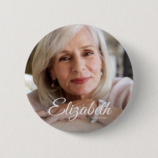 Loving Memory モダン Name and Photo Keepsake 缶バッジ (正面)