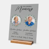 Loving Memory 2 Photo Greenery Memorial 結婚's アクリルサイン (傾斜)