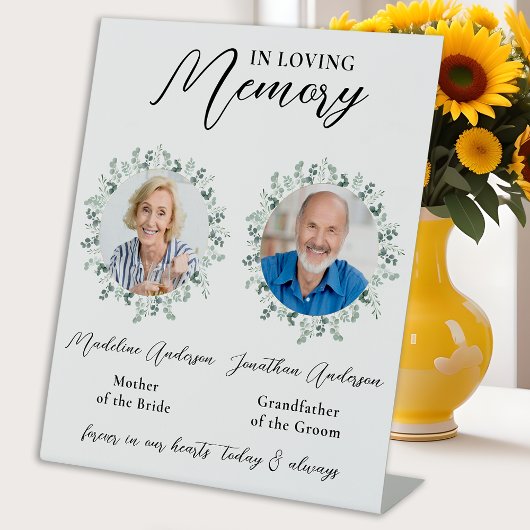 Loving Memory 2 Photo Greenery Memorial 結婚's 台座サイン