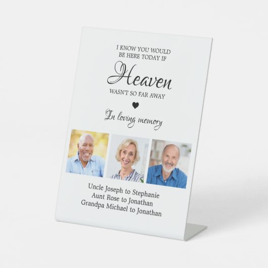 Loving Memory 3 Photo Collage Memorial 結婚's 台座サイン (正面)