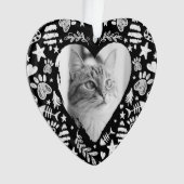 Loving Memory Black Chalkboard Cat記念写真 オーナメント (正面)