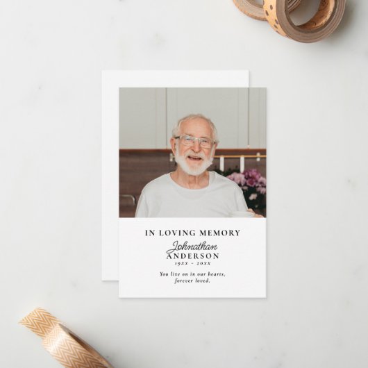 Loving Memory Black & White 2フォト祈りの言葉カード ノートカード (正面/裏面インサイチュ)