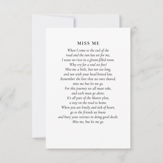 Loving Memory Black & White 2フォト祈りの言葉カード ノートカード (裏面)