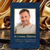 Loving Memory Blue金ゴールド写真葬儀カード 名刺