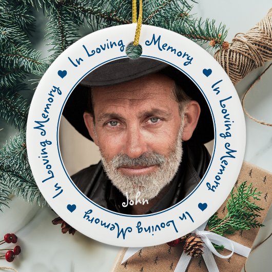 Loving Memory Blue Christmas Keepsake写真 セラミックオーナメント
