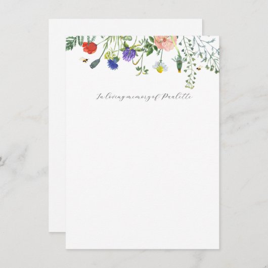 Loving Memory Cardのワイルドフラワーフィールド 招待状 (正面/裏面)