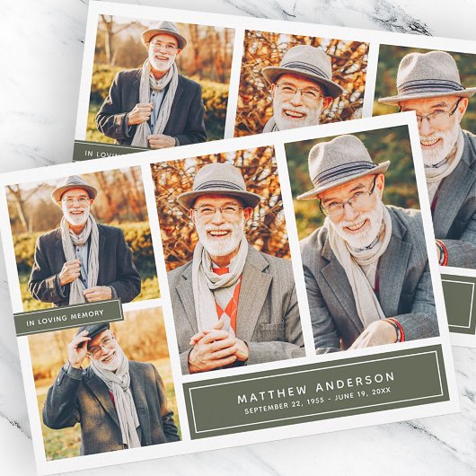 Loving Memory Color Photoモダン Thank You ノートカード