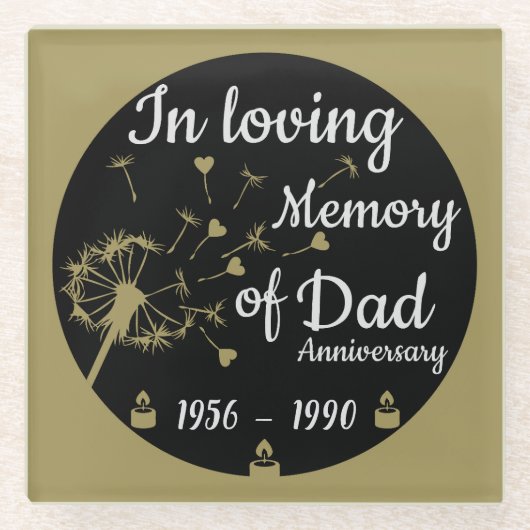 Loving Memory Death Anniversaryパパ ガラスコースター (正面)