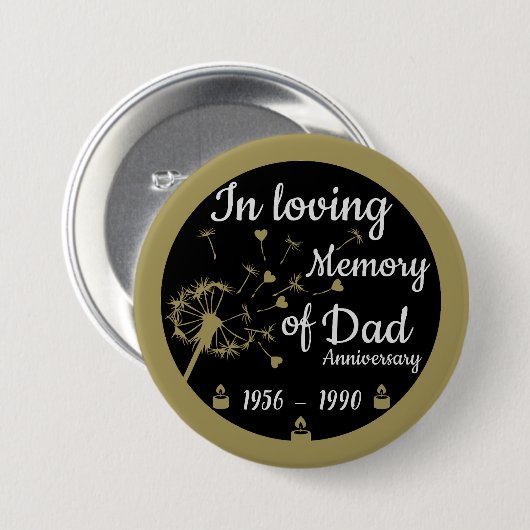 Loving Memory Death Anniversaryパパ 缶バッジ (正面&裏面)