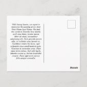 Loving Memory Death Announcementの写真コラージュ ポストカード (裏面)