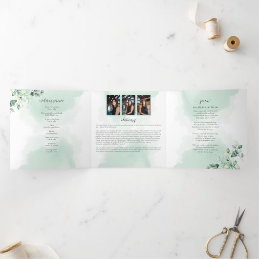 Loving Memory Eucalyptus Greeneryサービス 三つ折りカード (内部)