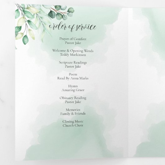 Loving Memory Eucalyptus Greeneryサービス 三つ折りプログラム (内部最初)