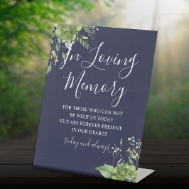 Loving Memory Greenery Navy Blue 結婚's 台座サイン